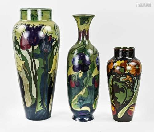 Three antique earthenware vases, 1910