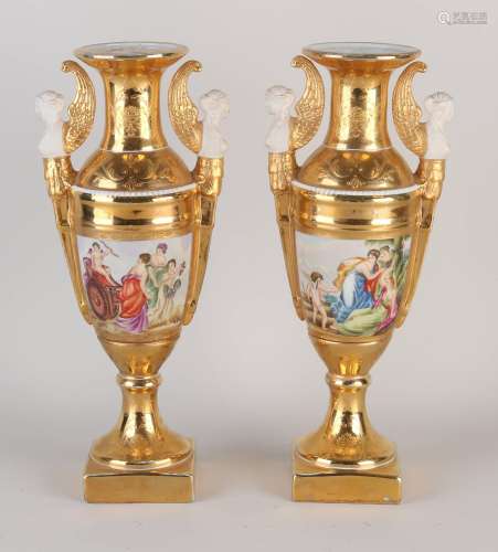 Two decorative vases, H 34 cm.