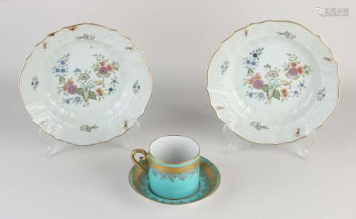 Three parts antique German porcelain