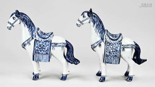 Two porcelain horses (China?)