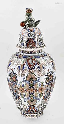 Large Delft vase with lid, H 62 cm.