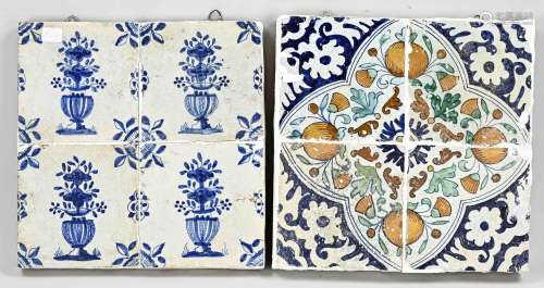 Two antique tile pictures