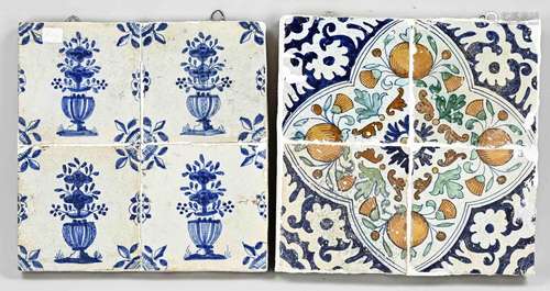 Two antique tile pictures