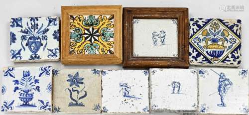 Nine antique tiles