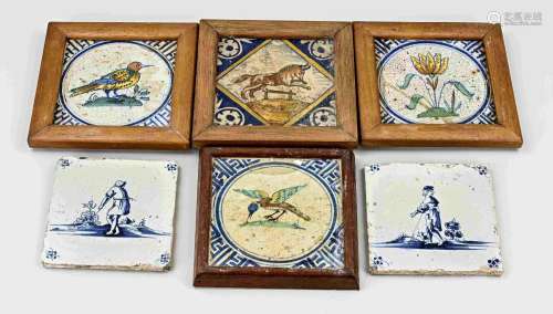 Six antique Dutch tiles