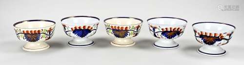 Five antique Dutch cupboard bowls Ø 15.7 cm.