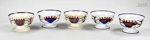 Five antique Dutch cupboard bowls Ø 15.7 cm.