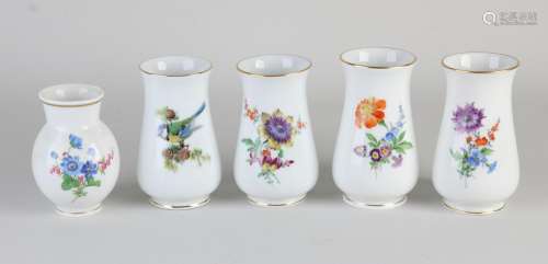 Five Meissen vases