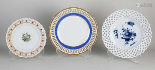 Three antique Meissen plates