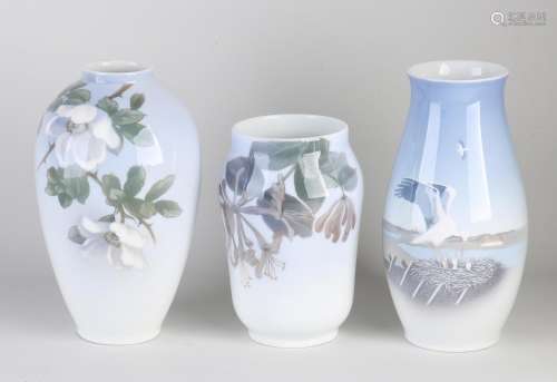 Three old Danish vases, H 17 - 22 cm.