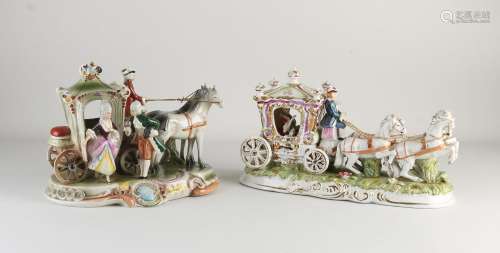 Two porcelain carriages