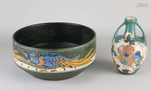 Two pieces of antique pottery, 1910