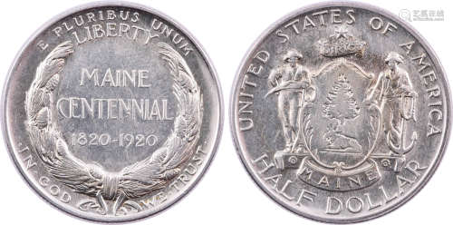 美國1920年緬因州百年紀念 50￠銀幣