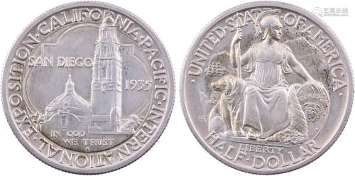 美國1935年 聖地牙哥(加利福尼亞-太平洋博覽會) 50￠紀念銀幣