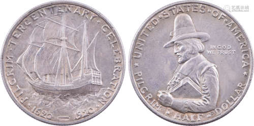 美國1920年 朝聖者三百周年紀念 50￠銀幣
