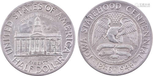 美國1946年 愛荷華州百年紀念 50￠銀幣