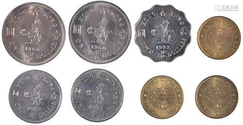 香港 KGⅥ 10￠1948,1949,1950, QEⅡ$1 1960x2, 1992x2, $2 1992x1。...