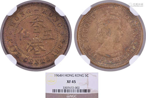 香港1964H QEⅡ5￠銅幣 #3307672-002