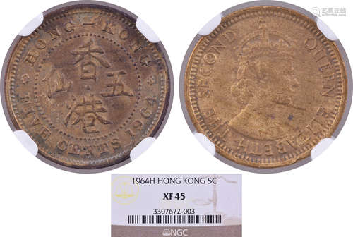 香港1964H QEⅡ5￠銅幣 #3307672-003