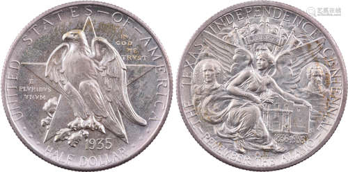 美國1935年 德克薩斯獨立百年紀念 50￠銀幣