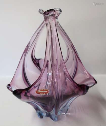 Blattschale,violettes Glas,Murano,Höhe ca.24,5cm