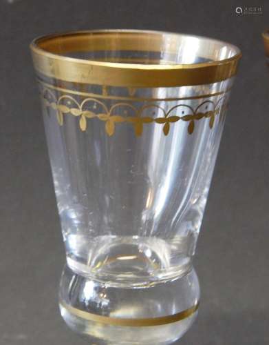 Konvolut 5 Gläser mit Goldbemalung,um 1920/30,Höhe ca.16,5cm
