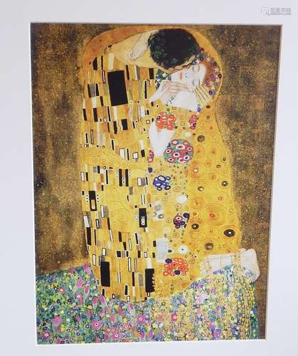 Gustav Klimt(1862-1918) "Der Kuss",Farboffsetlitho...