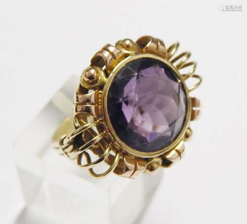 Damenring mit großem Amethyst,585er Gelbgold,brutto ca.10,0 ...