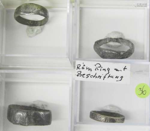 Konvolut 4 römische Ringe (unbestimmtes Metall),davon 1 Ring...