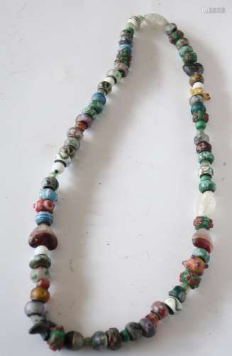 Halskette mit Glasperlen und Halbedelsteinen,Länge ca.35cm