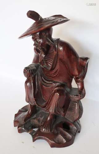 Sitzende Figur,Holz geschnitzt,chinesisches Kunsthandwerk,Hö...