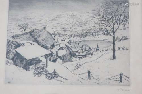 Walter Peiner (1897-1984) "Winter",Radierung,ca.18...