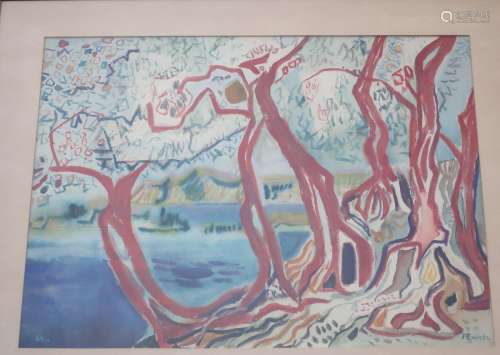 Anneliese Everts "Landschaft",Aquarell,ca.42x57cm,...