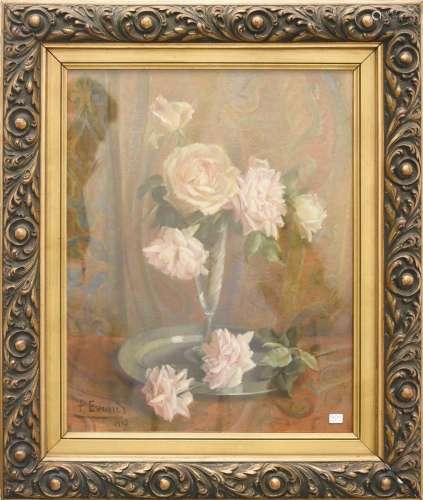 Paula Evrard (1867-1927) "Stilleben mit Rosen", Pa...