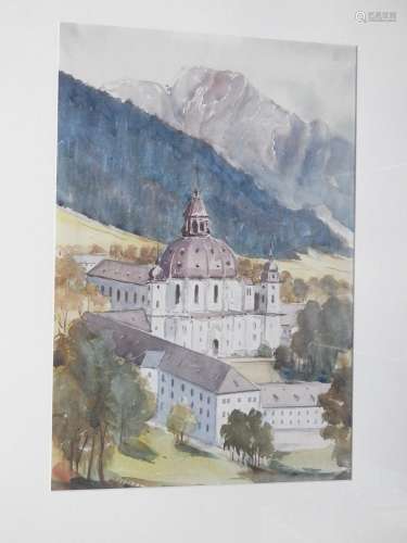 "Kloster Ettal",Aquarell,Bildausschnitt ca.49x34cm...
