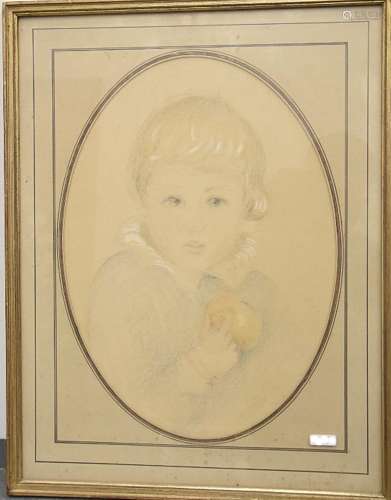 "Kinderportrait",Pastell ca.40x28cm,hinter Glas ge...