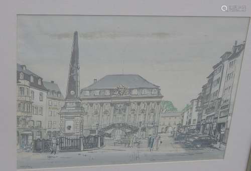 Martin Frey(1907-1991) "Marktplatz mit Rathaus zu Bonn&...