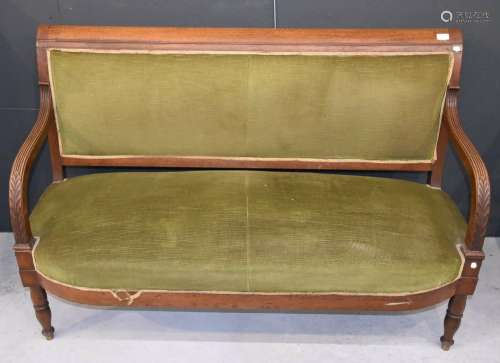 Directoire Sofa mit grünem Samtbezug für 2 Personen