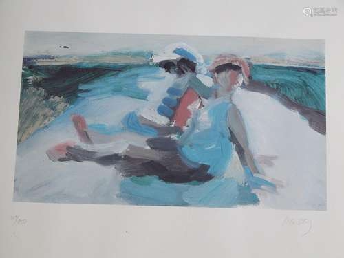 Heike Ludwig(*1965) "Figurenstaffage am Strand",Fa...