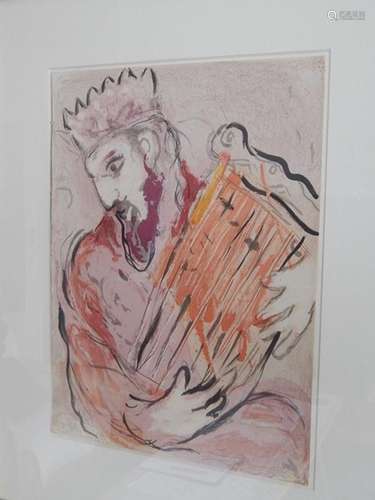 Marc Chagall (1887-1985)  "David mit der Harf",Far...