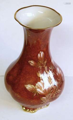 Blumenvase Lindner-Porzellan,Höhe 27cm,floral verziert