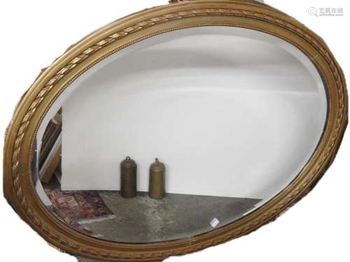 Ovaler Spiegel mit facettiertem Glas,Rahmen mit Kreuzbanddek...