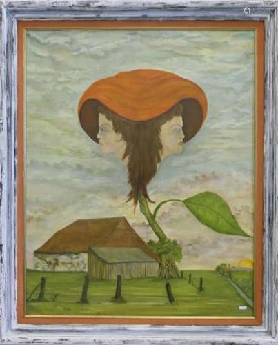 Surrealistische Darstellung,Öl a Lw,signiert,ca 100x80