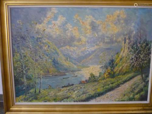 Finn Wennerwald (1896-1969) "Rheinlandschaft mit Burg u...