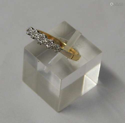 Damenring mit 5 Diamanten,zusammen ca.0,05ct,vergoldet