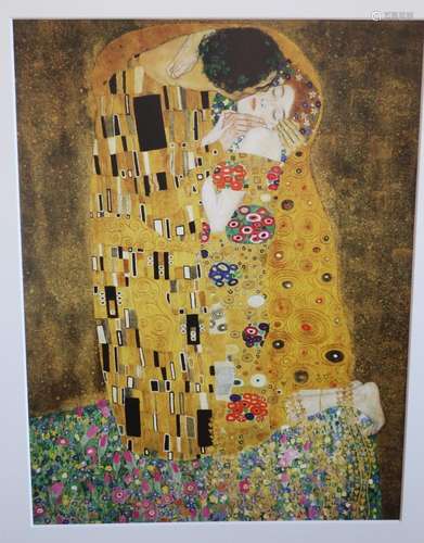 Gustav Klimt(1862-1918) "Der Kuss",Farboffsetlitho...