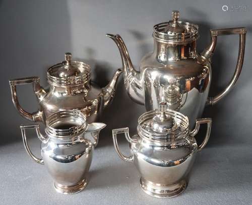 Kaffee,Tee,Milch,Zucker und Stöfchen,silver plated,neuzeitli...