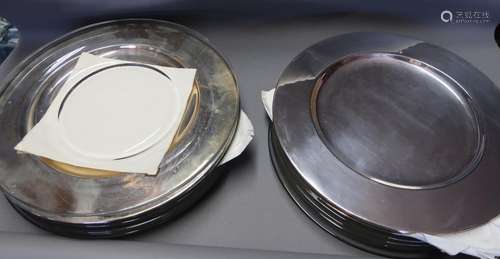 Konvolut 6 Platzteller mit Glasteller,silver plated,Durchmes...