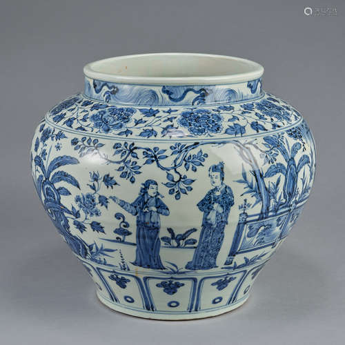 A blue and white 'figural' jar Yuan dynasty