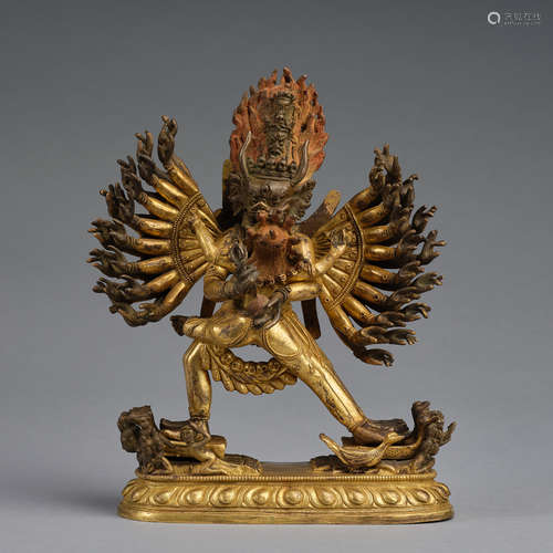 A finely gilt-copper alloy figure of Buddha ,Qing Dynasty